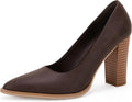 LAICIGO Women's Pointed Toe Pumps Block High Heel Slip On - Elegant