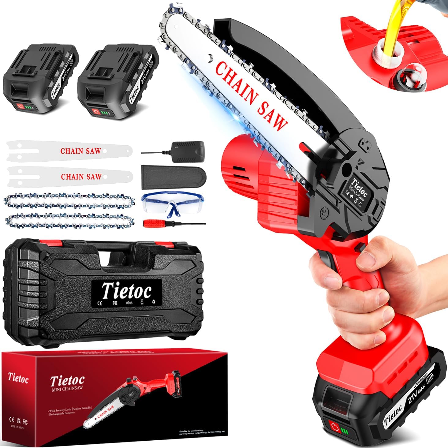 Tietoc Cordless Mini Chainsaw 6 Inch - Perfect for Gardeners