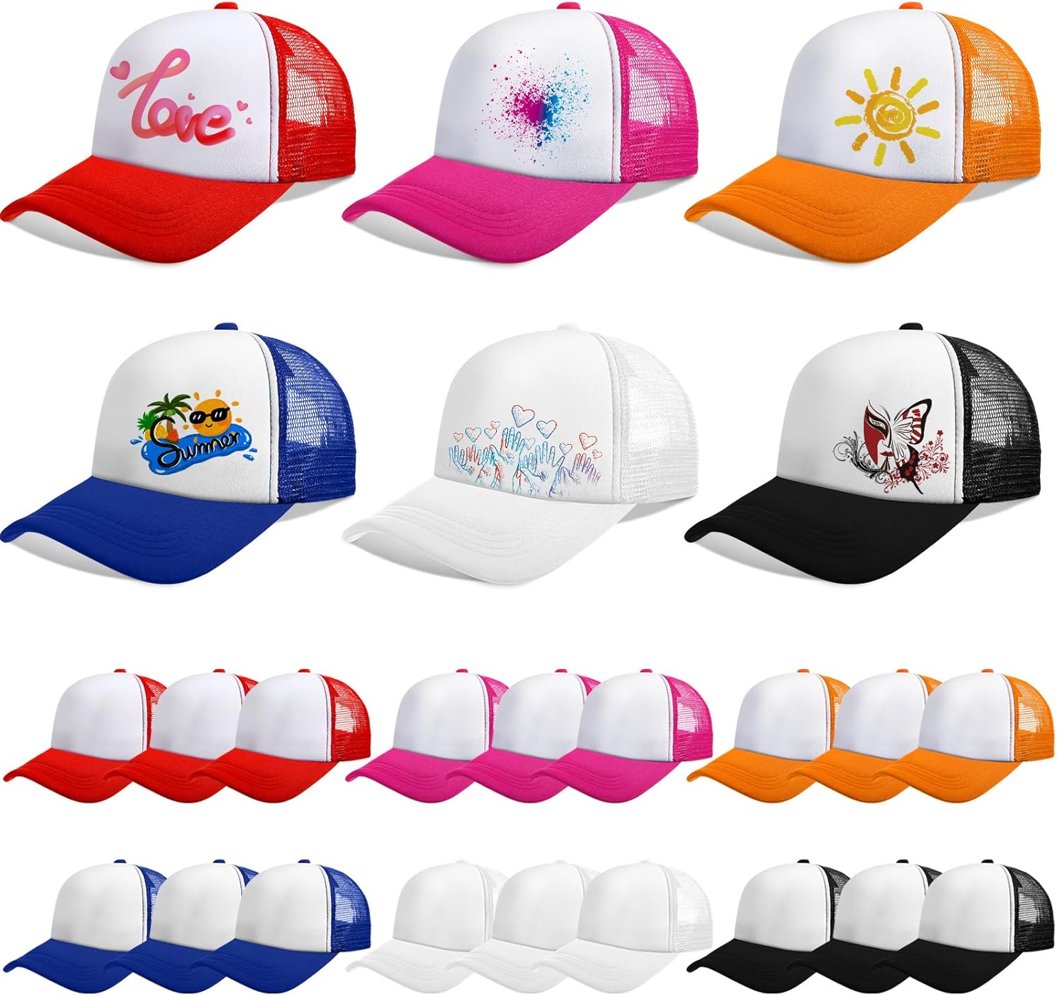 Sublimation Blank Mesh Caps for DIY Embroidery and Printing