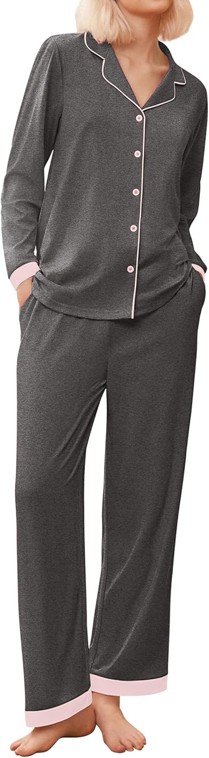 Ekouaer Pajamas for Women Set Long Sleeve Loungewear Soft