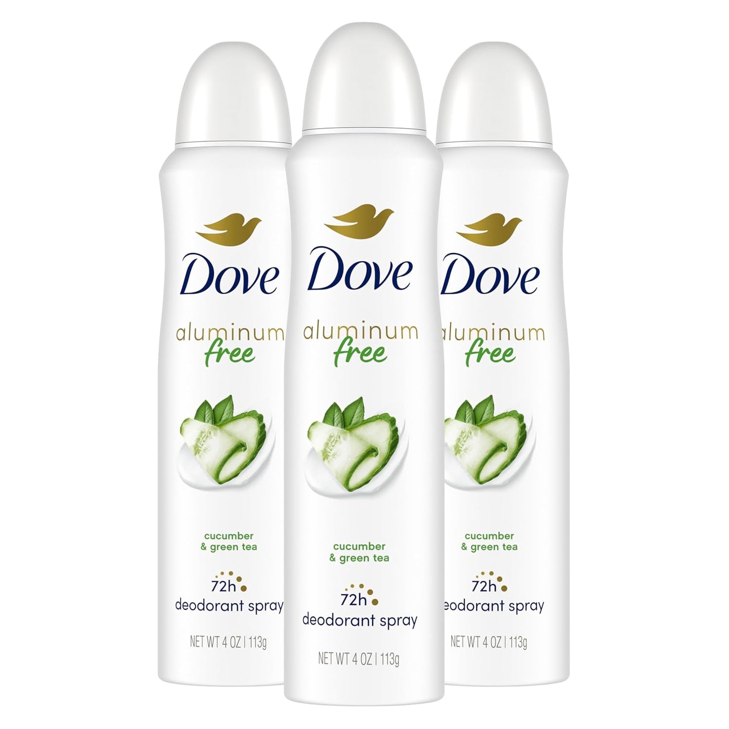Dove Aluminum Free Deodorant Spray for Women 3 Count Cucumber