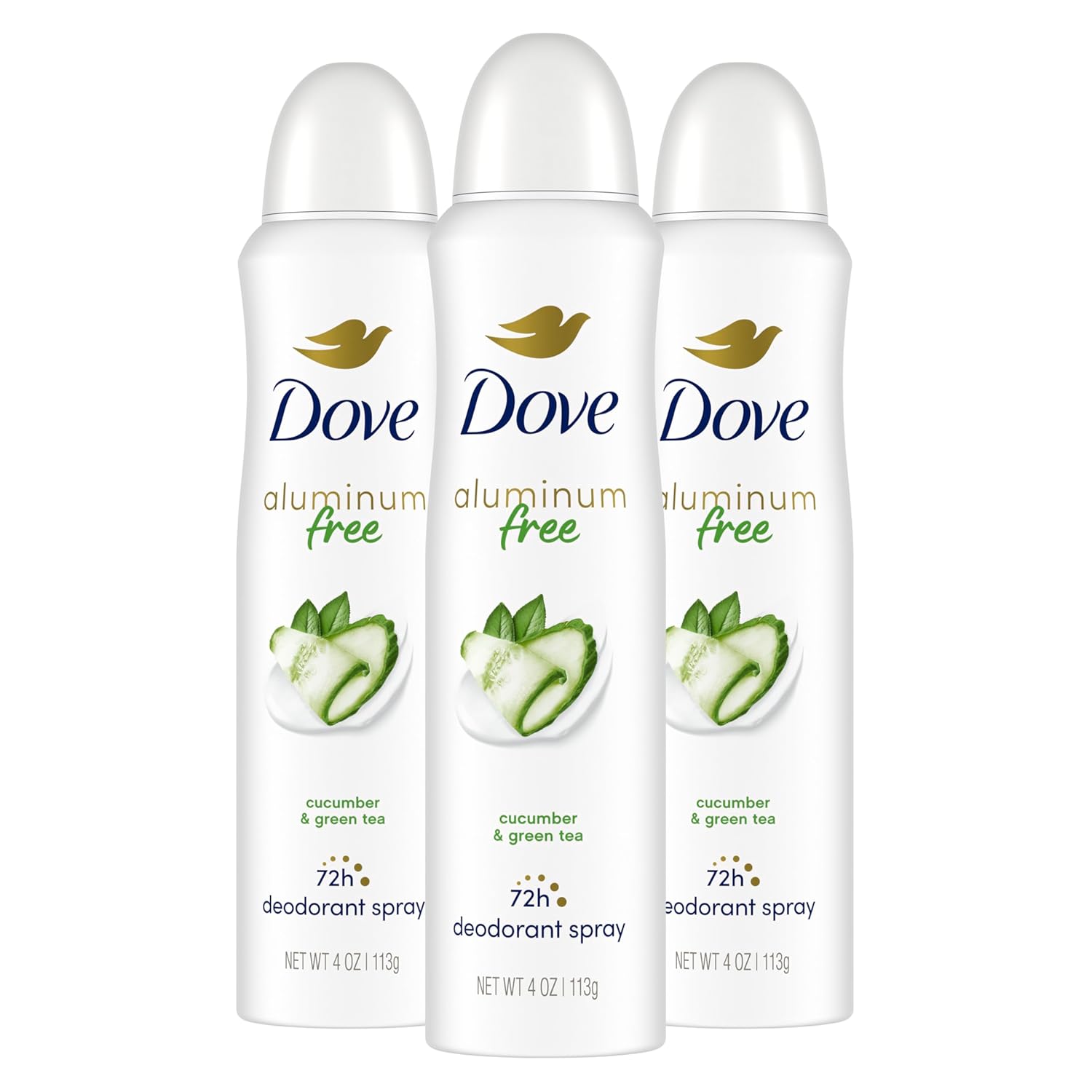 Dove Aluminum Free Deodorant Spray for Women 3 Count Cucumber