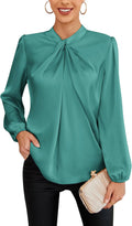 Women's Mock Neck Silk Satin Blouse for Business Office Work