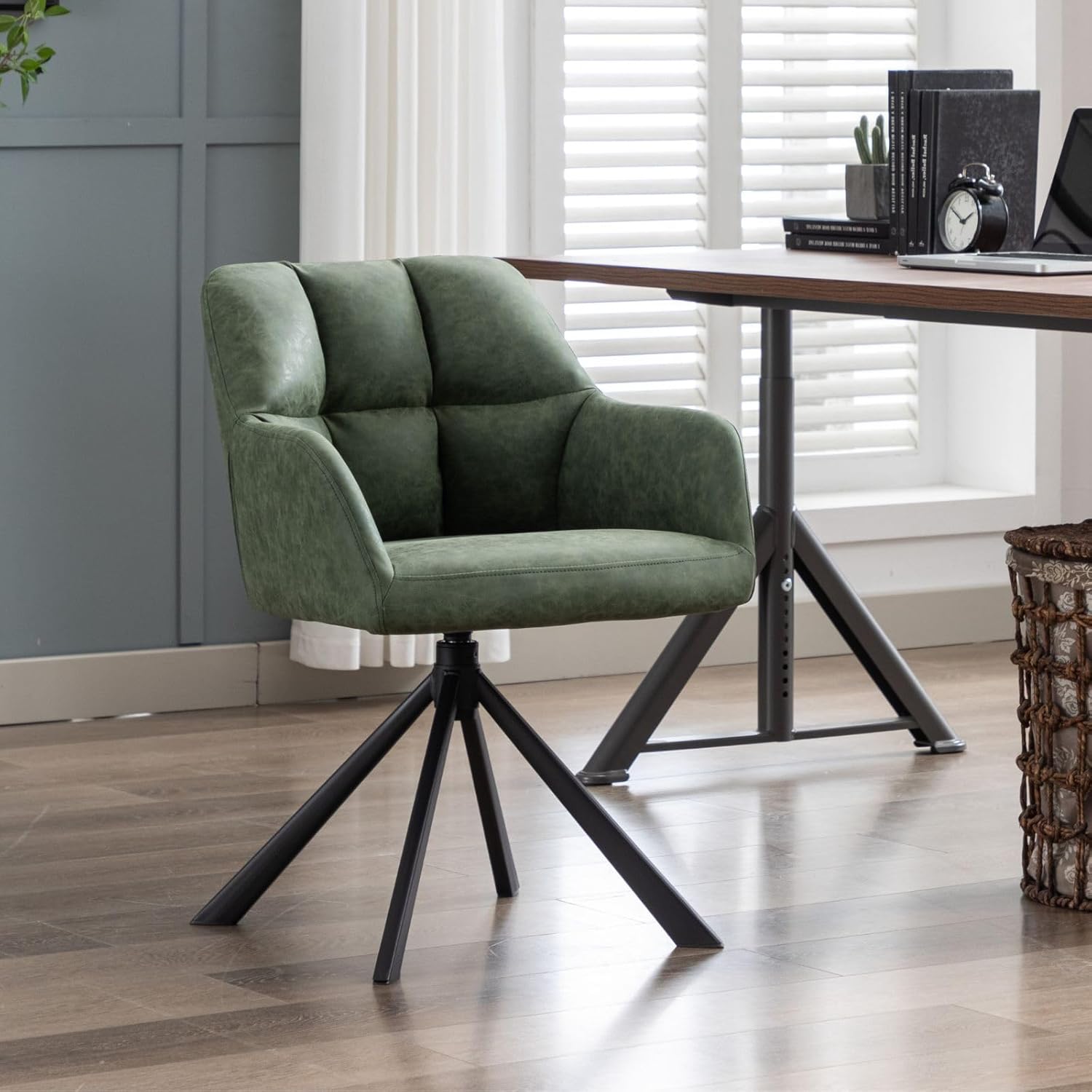 Swivel Armless Green Desk Chair - Comfort & Style!