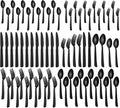 40 Pieces Black Flatware Set for 8 - Mirror Polished Stainless