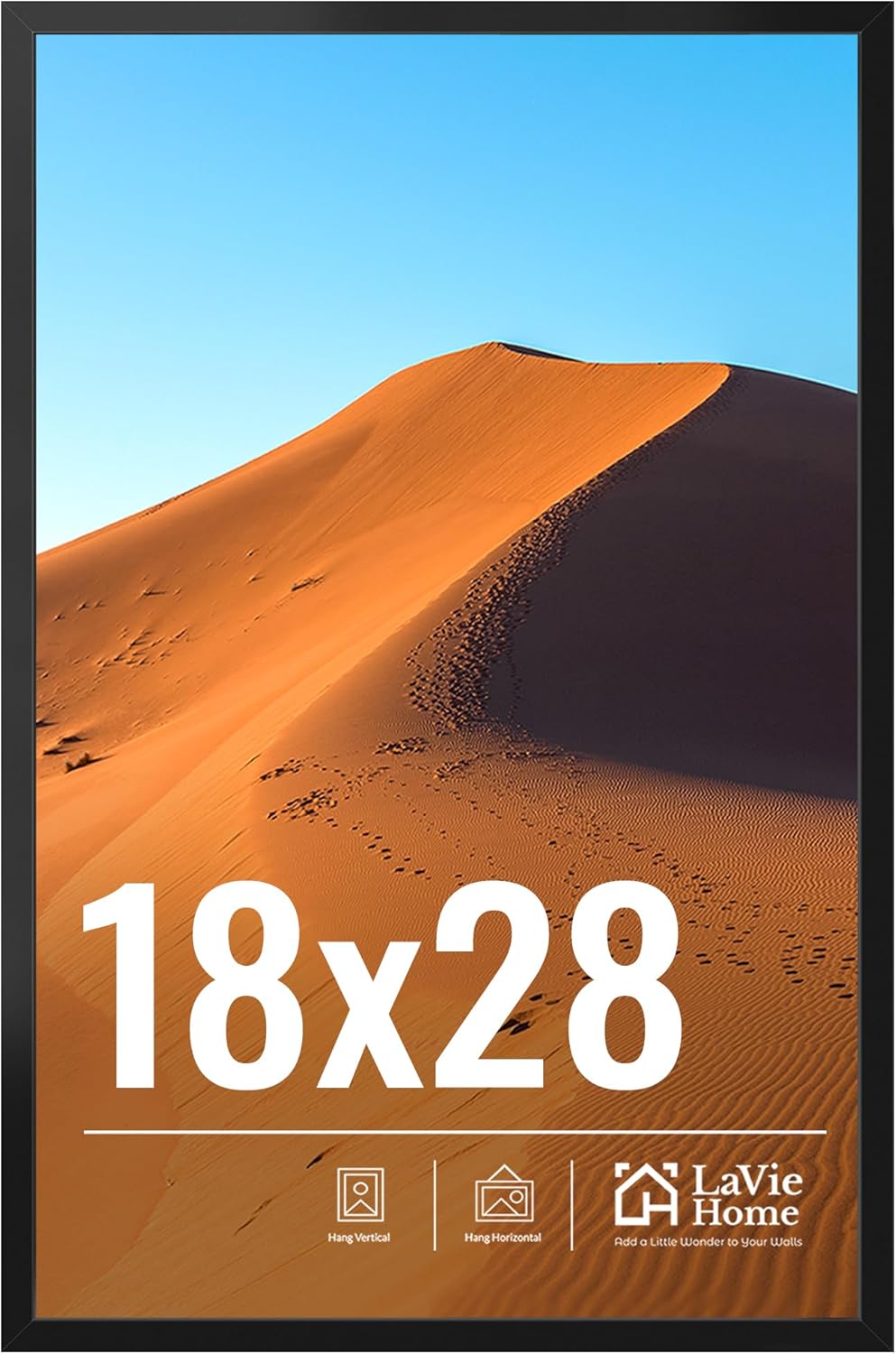 18x28 Picture Frame for Wall Display - Classic Black Design