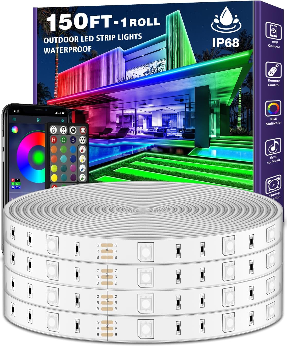 150ft Outdoor LED Strip Lights Waterproof for All Occasions