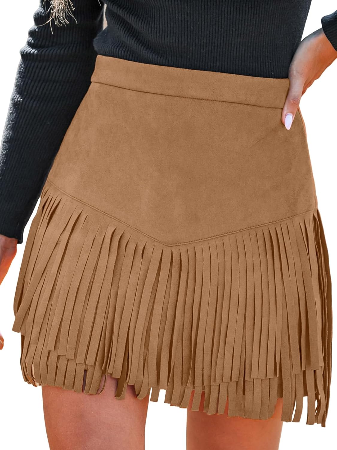 CUPSHE Women Fringe Skirts High Waist Mini Skirt for Style