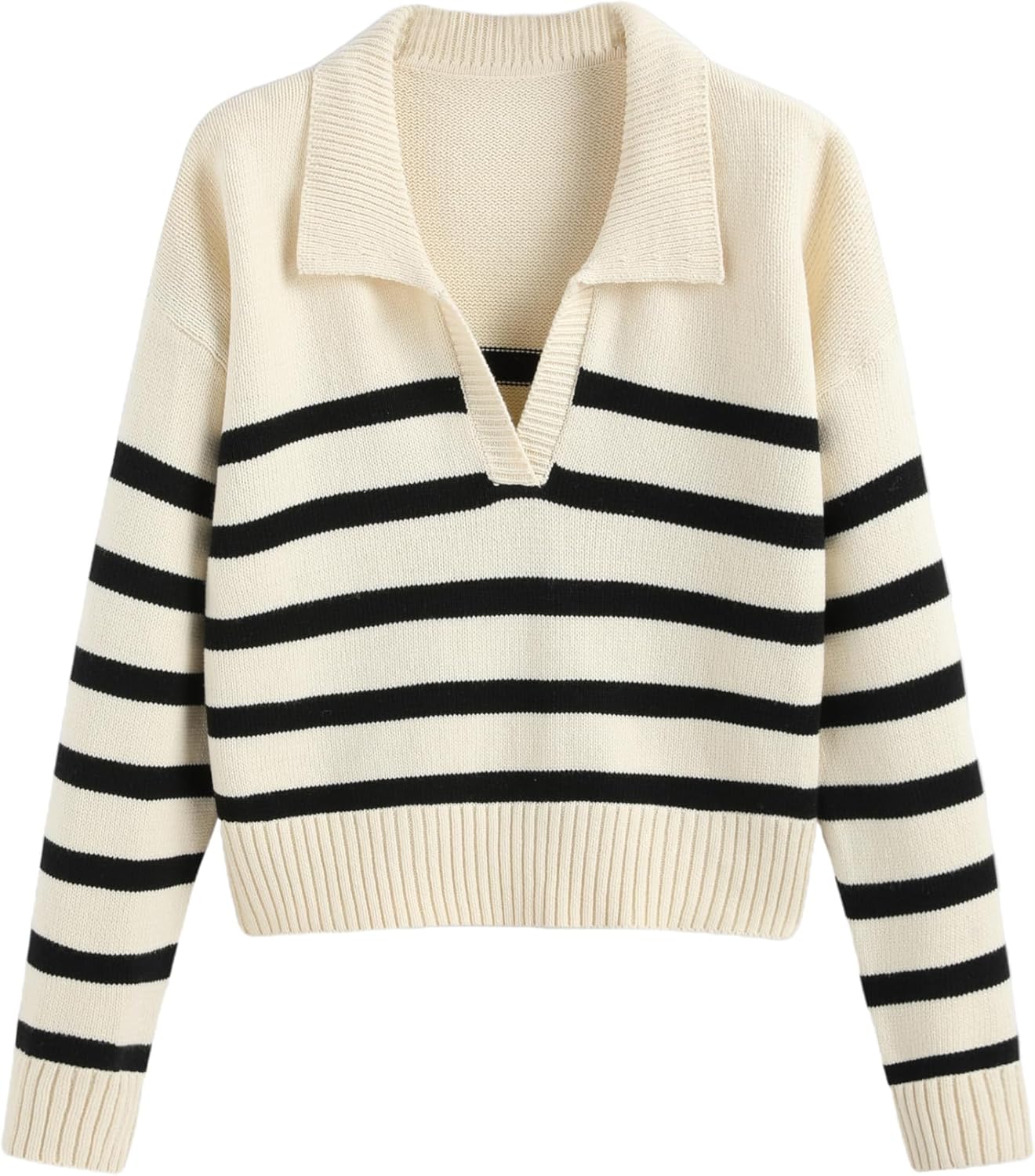 CIDER Womens Polo Sweater: Stylish Striped Collared Pullover