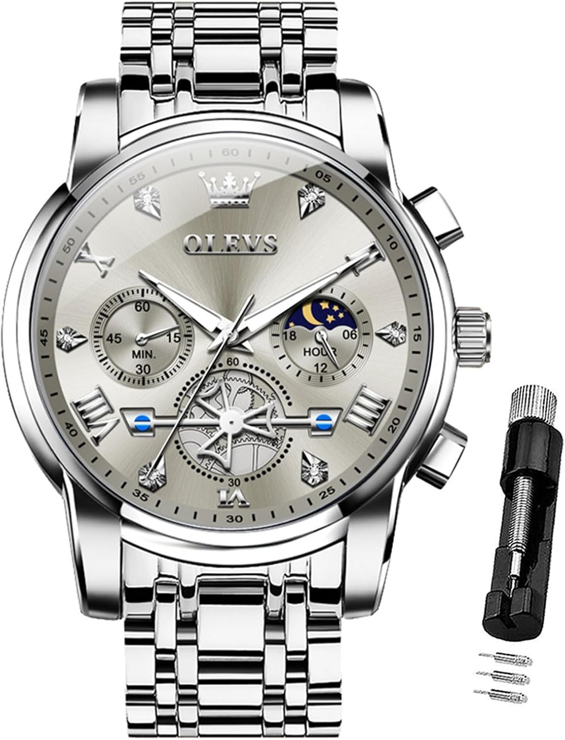 OLEVS Watches Men Waterproof Luxury Big Face Stylish Timepiece