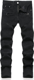 RXXKKK Men's Classic Zipper Biker Regular Fit Flex Jean (Style PKNL)