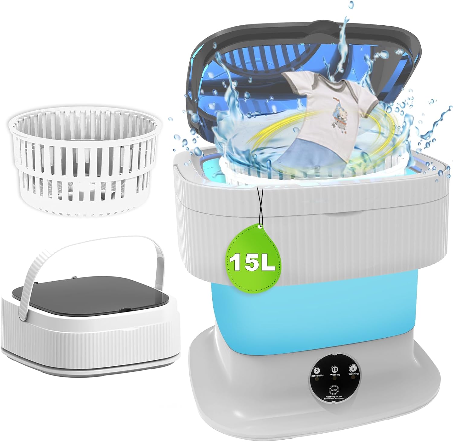 Compact & Portable 15L Mini Washer - Perfect for Travel & Small Spaces!