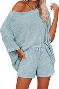 Ermonn Womens 2 Piece Off Shoulder Knit Sweater Set - Cozy Loungewear