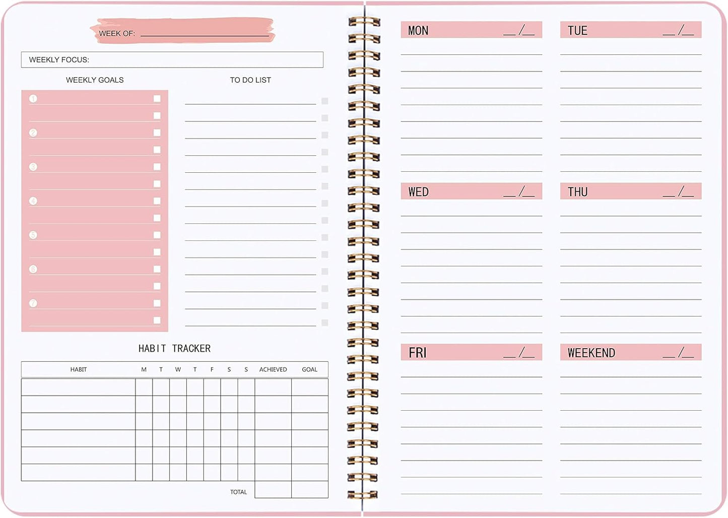 KAICN Undated Weekly Planner: Achieve Goals Now!