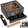 Cedar Wood Cigar Humidor with Glass Top - Desktop Humidor