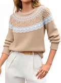 Womens Cropped Fair Isle Sweater 2025 - Soft Chunky Knit Pullover