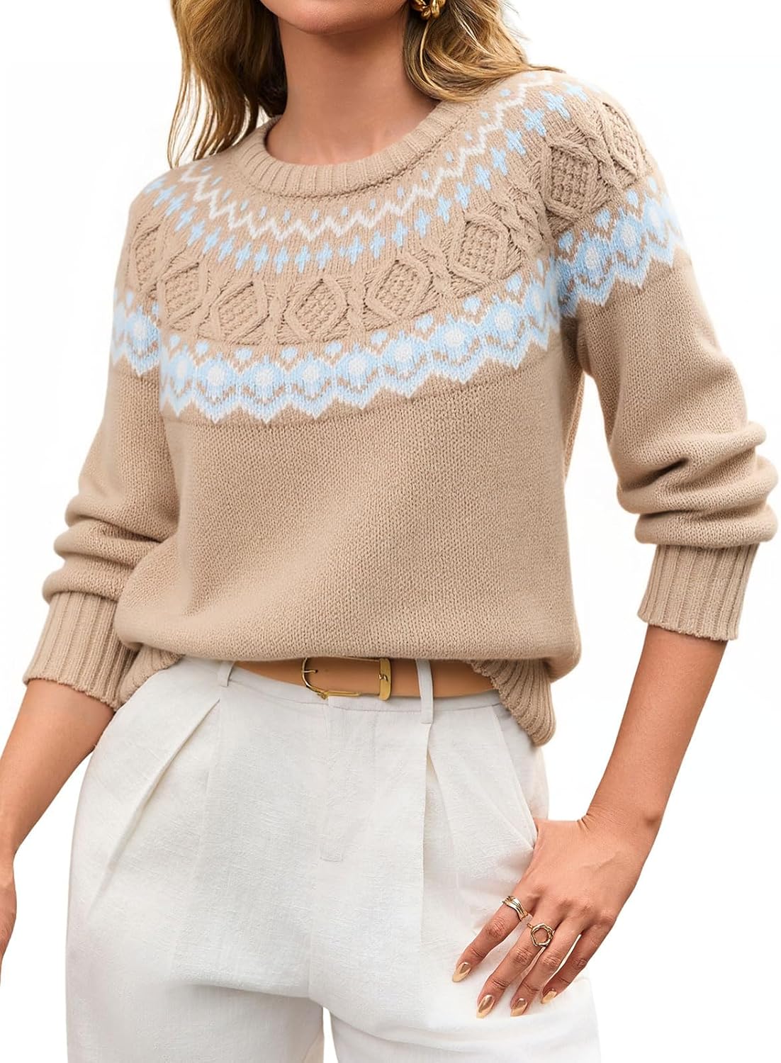 Womens Cropped Sweater Trendy Long Sleeve Crewneck for Fall