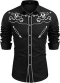 Men's Western Embroidered Long Sleeve Shirt - Classic Cowboy Style