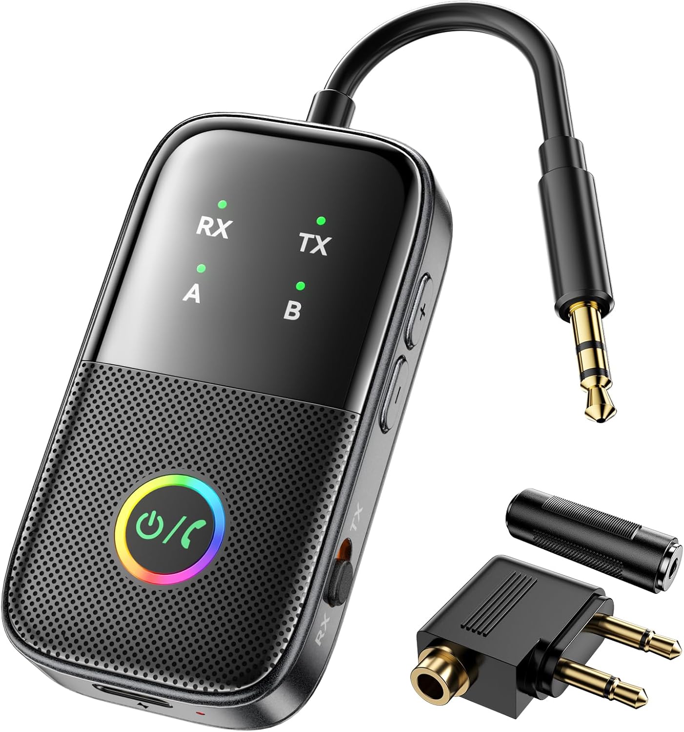 A5 Pro 2-in-1 Bluetooth Adapter, Dual AirPod Connect, HD Sound, Low Latency - MOREGAX