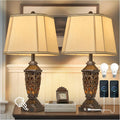 Vintage Farmhouse Table Lamp with USB Charging Ports and Dimming