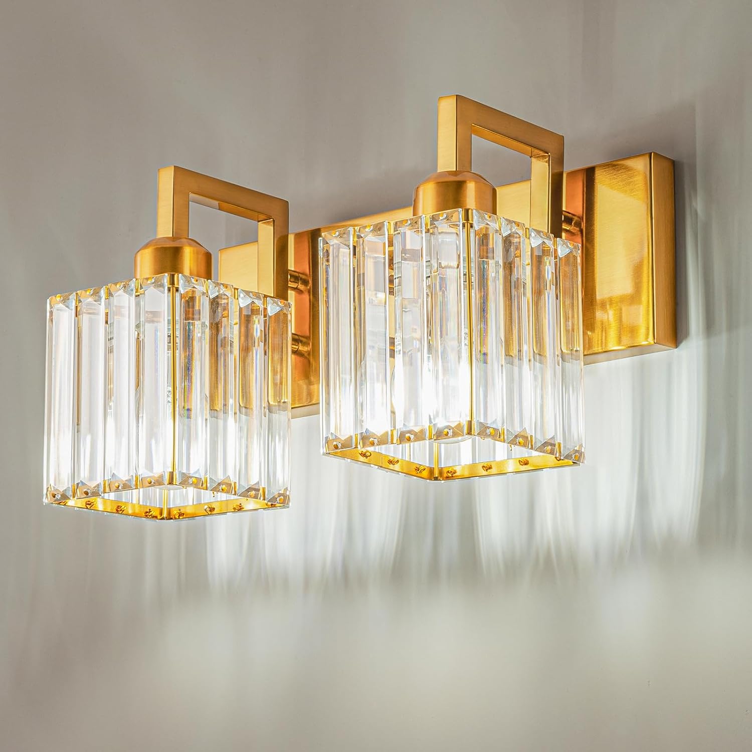 Modern Bathroom Vanity Light with Gold Crystal Design for Elegance