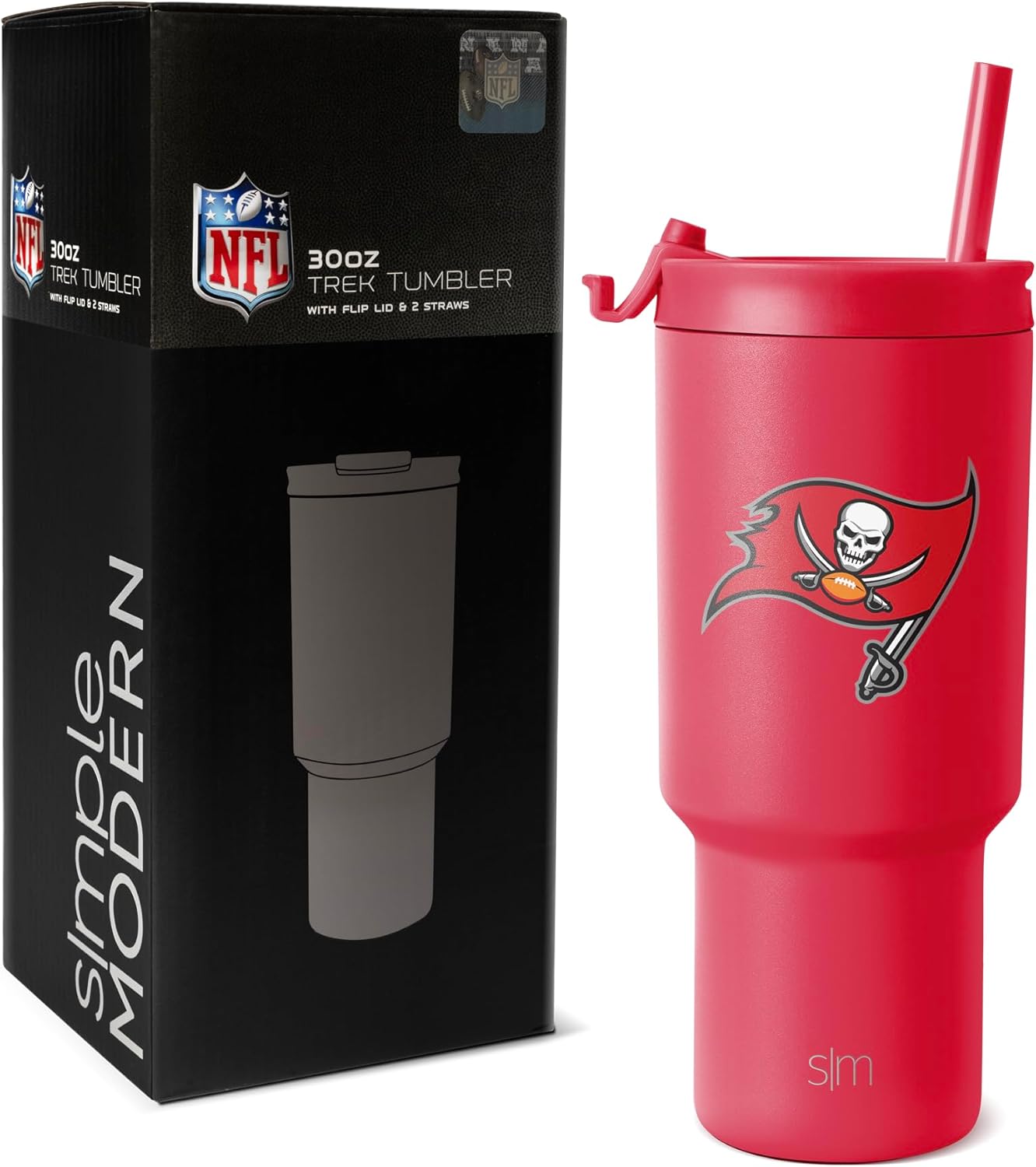 Tampa Bay Buccaneers 30 oz Tumbler with Flip Lid and Straws