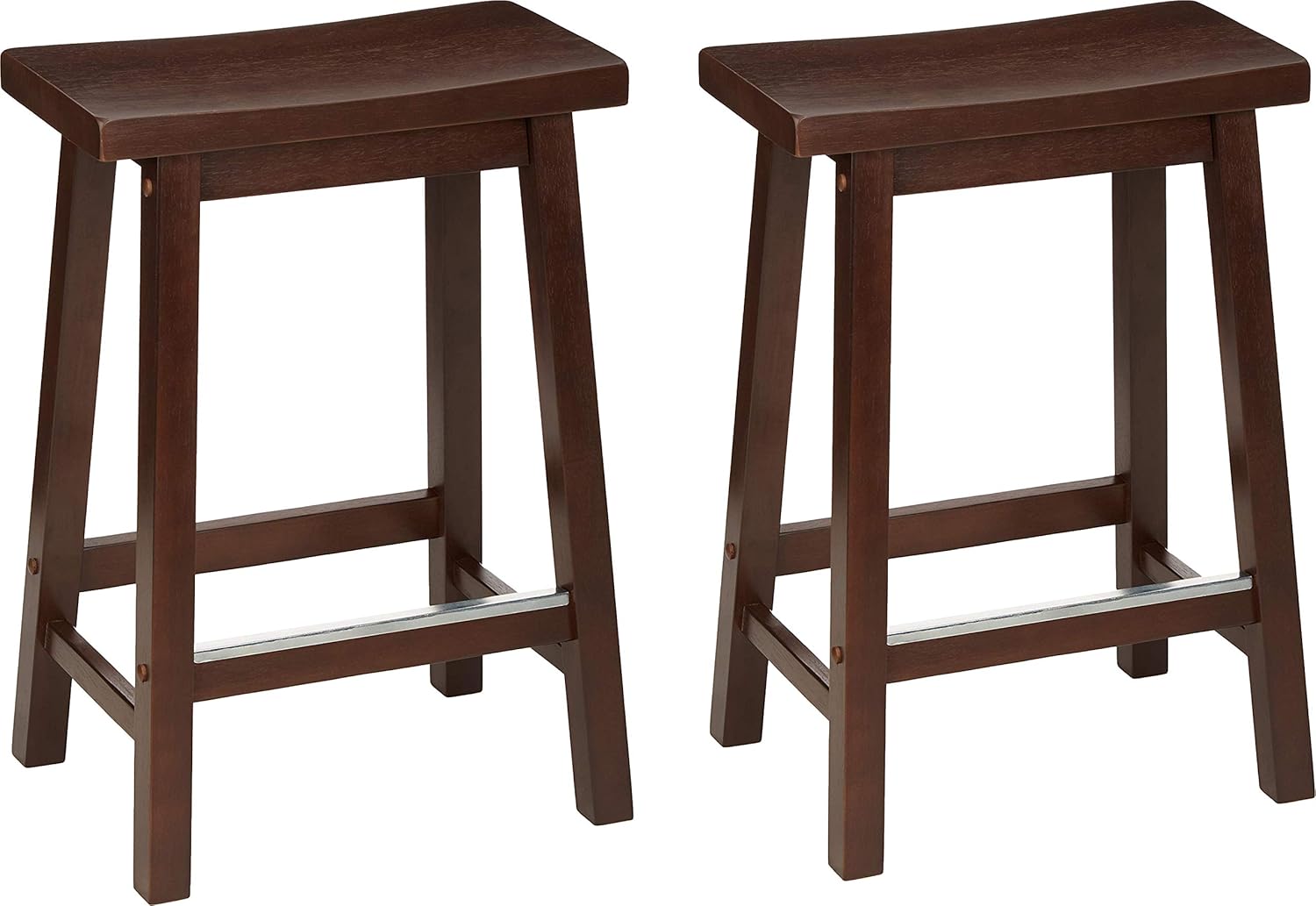 Solid Wood Saddle-Seat Kitchen Counter Barstool Set of 2