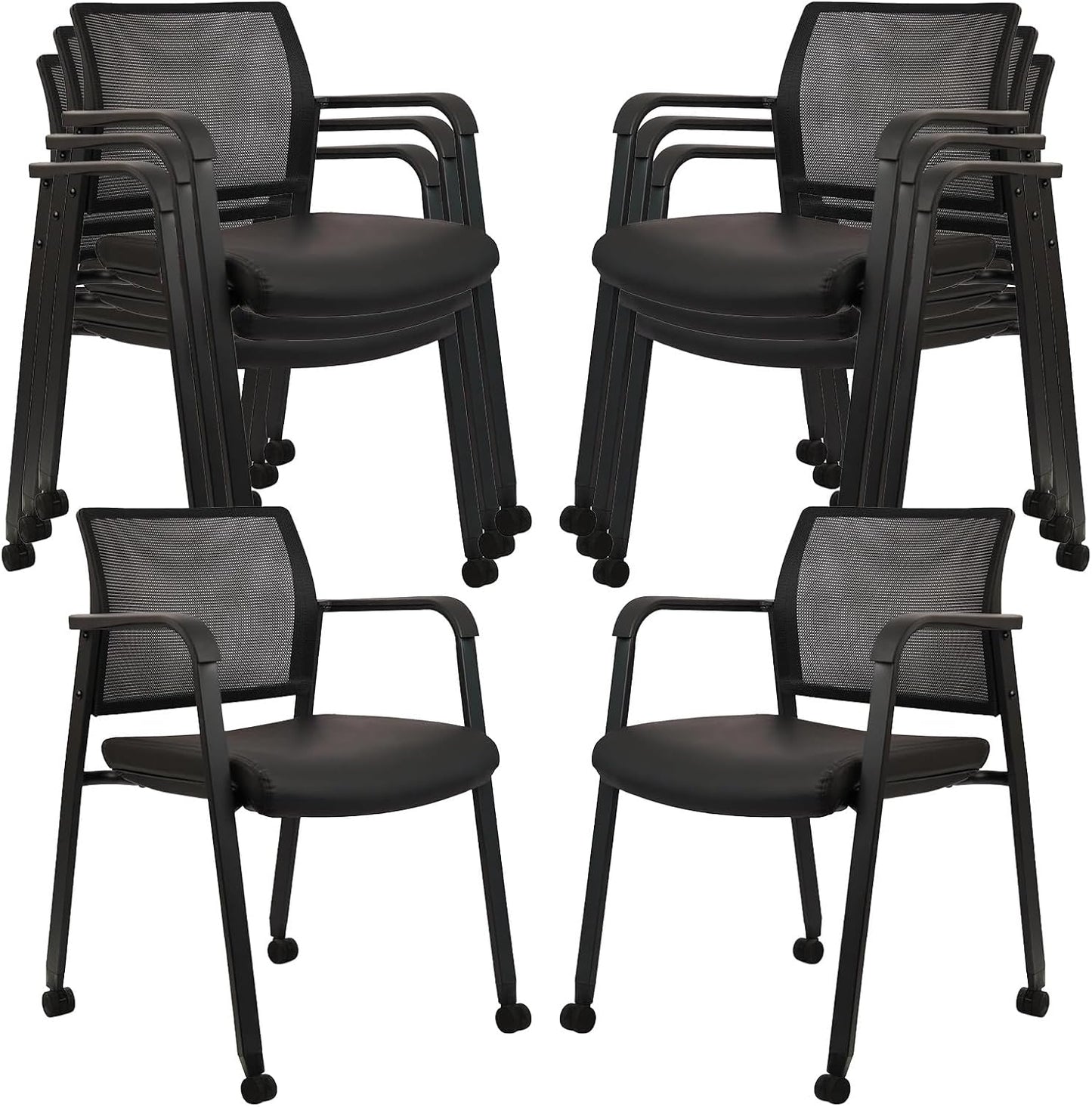 CLATINA Stacking Office Chair with Wheels for All-Day Comfort