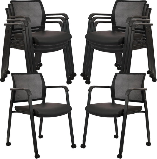 CLATINA Stacking Office Chair with Wheels for All-Day Comfort