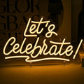 Let's Celebrate Neon Sign Warm White LED Letter Light - Room Accent