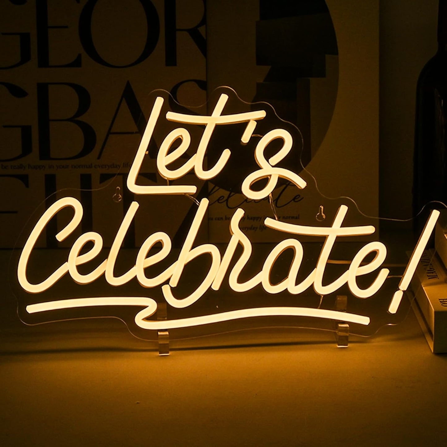 Let's Celebrate Neon Sign for Bedroom Wall Decor by Ineonlife