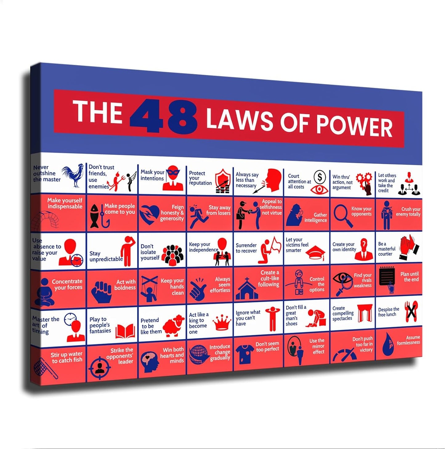 Inspirational 48 Laws of Power Canvas Art