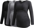 V-Neck Maternity Shirt for Women - Long Sleeve Ruched Top