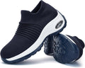 Women's Walking Shoes Sock Sneakers Navy Blue - Slip On Comfort
