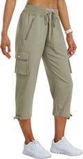 MoFiz Womens Cargo Capris Pants Loose Fit Hiking Capris - Lightweight