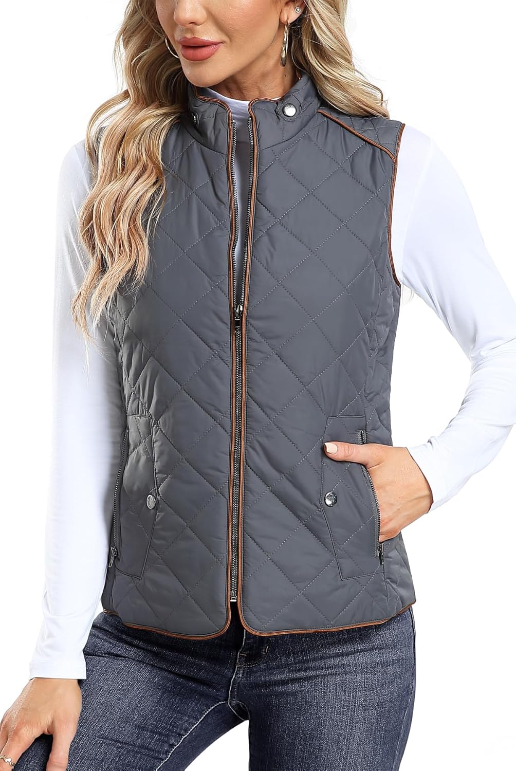 Dilgul Women's Quilted Vest: Lightweight Zip Padded Style
