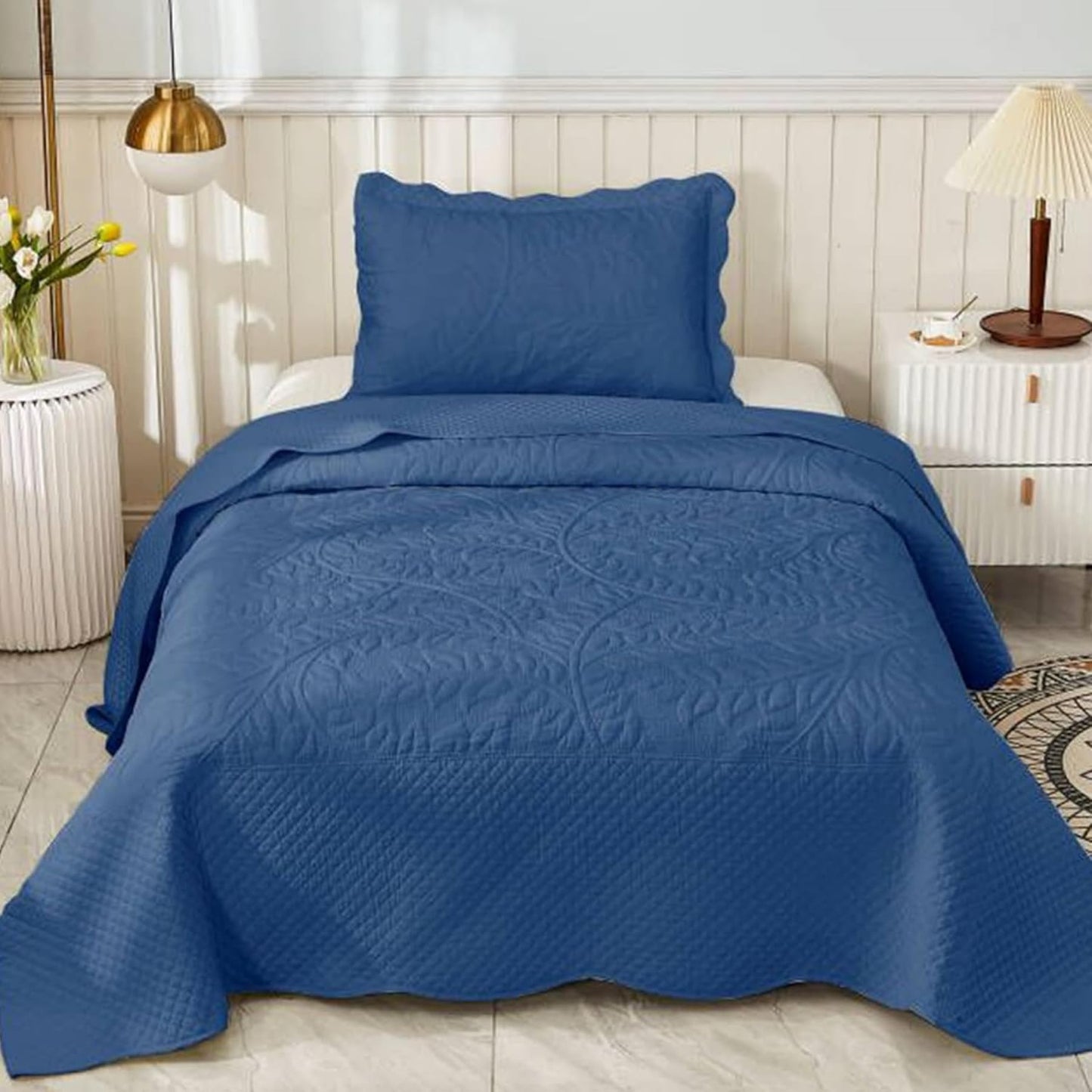 MarCielo 3-Piece 100% Cotton Oversized Bedspread for Comfort