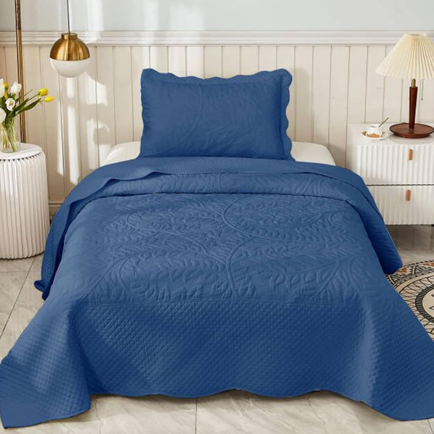 MarCielo 3-Piece 100% Cotton Oversized Bedspread for Comfort