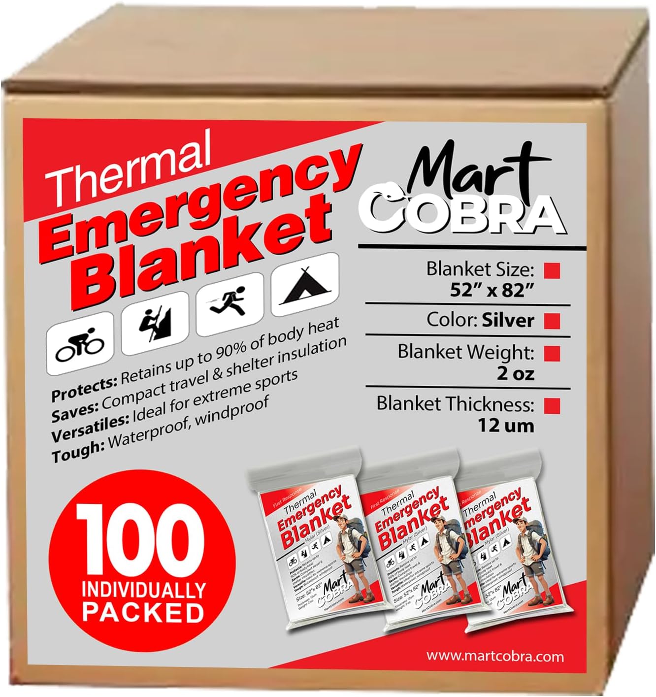100 Pack Mylar Emergency Blankets - Stay Warm Anywhere!