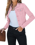 luvamia Cropped Jean Jacket for Women - Lightweight Stretchy Fit Denim