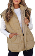 EVALESS Womens Puffer Vest Cap Sleeve Jacket - Warm Travel Layer