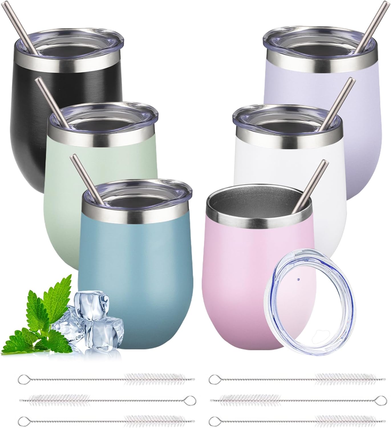 12oz Stemless Wine Tumbler with Lid for Hot and Cold Drinks