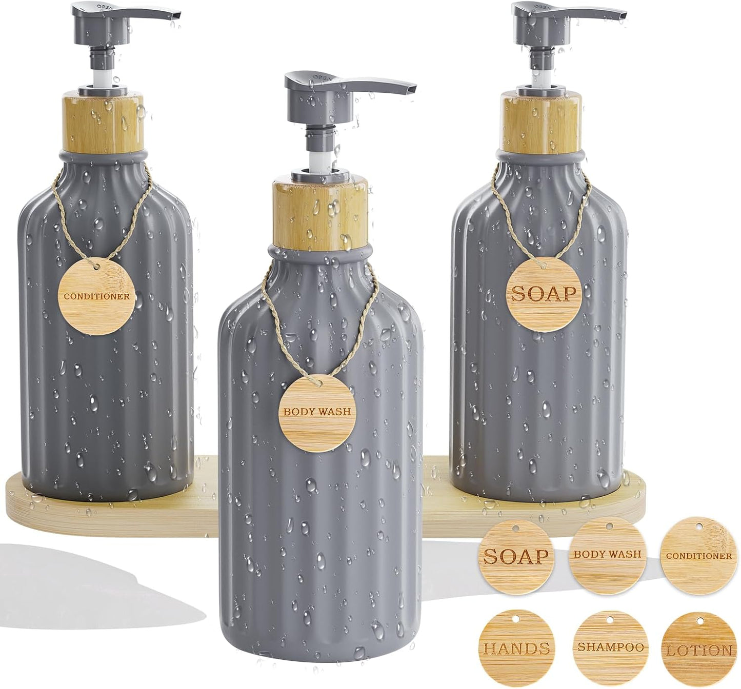 XLHOMO 3-Piece Grey Shampoo Set 16OZ