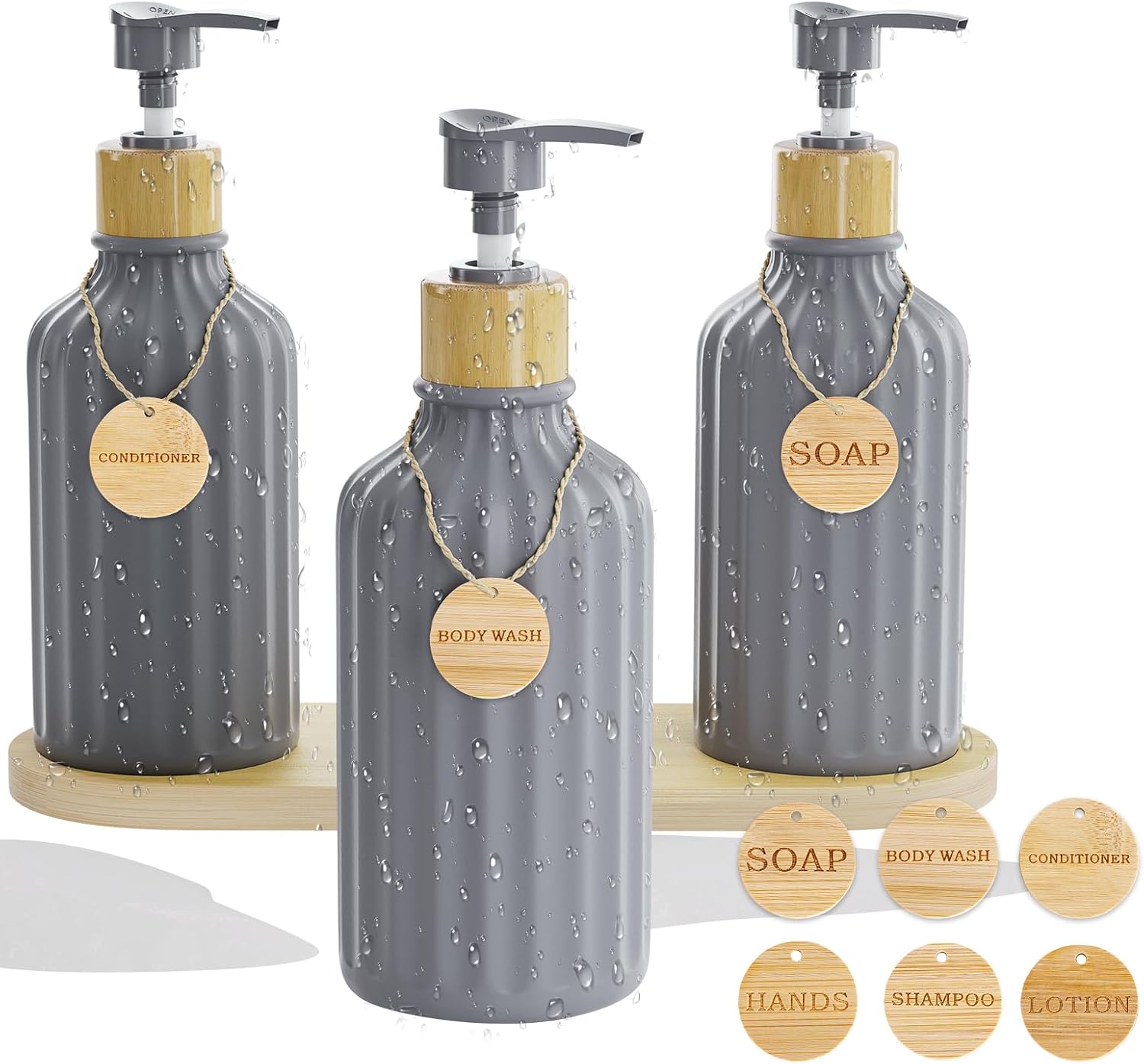 XLHOMO 3-Piece Grey Shampoo Set 16OZ
