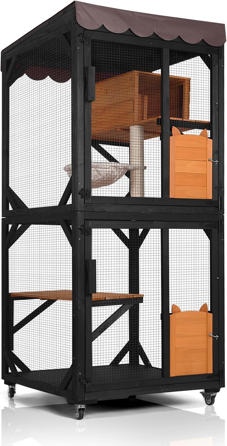 GUTINNEEN Catio Outdoor Cat Enclosure on Wheels for Cats