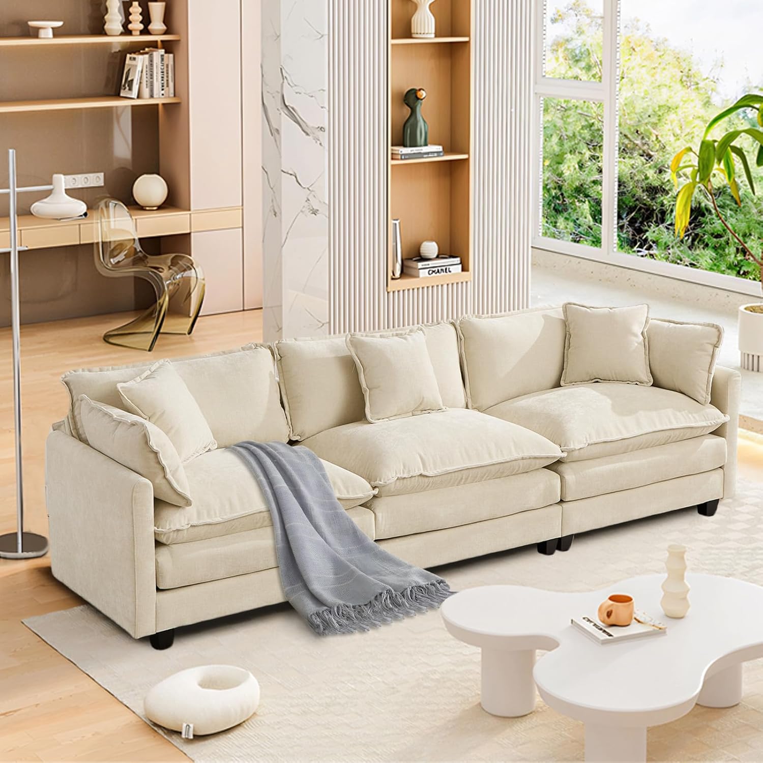 SoarFlash 113.78in Chenille Sectional Sofa for Ultimate Comfort