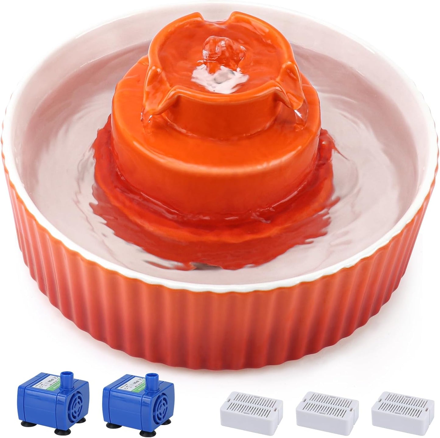 Ceramic Cat Water Fountain with 2.1L Capacity and Filters