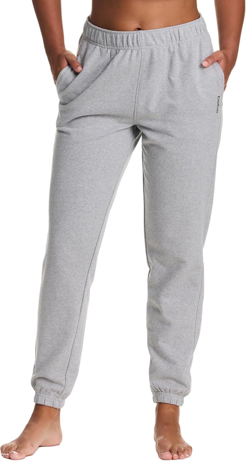 bebe French Terry Sweatpants - Cozy Pockets, Women's Jogger/Wide Leg Sweats
