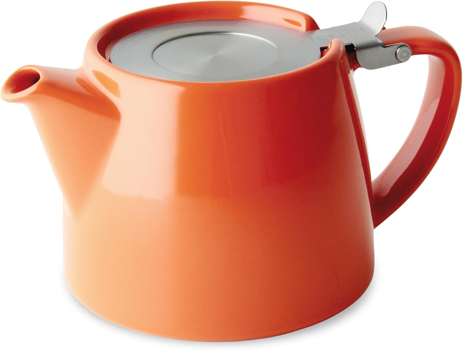 FORLIFE Stump Teapot with SLS Lid and Infuser, 18-Ounce Carrot