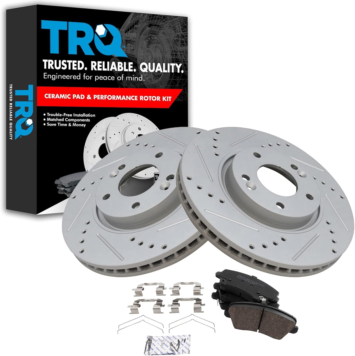 TRQ Front Performance Brake Pad & Rotor Kit for Kia Forte5